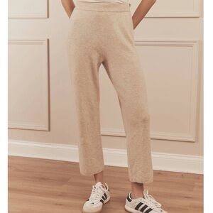 Naadam Signature Cashmere Cropped Pants Oatmeal Beige Neutral High Rise